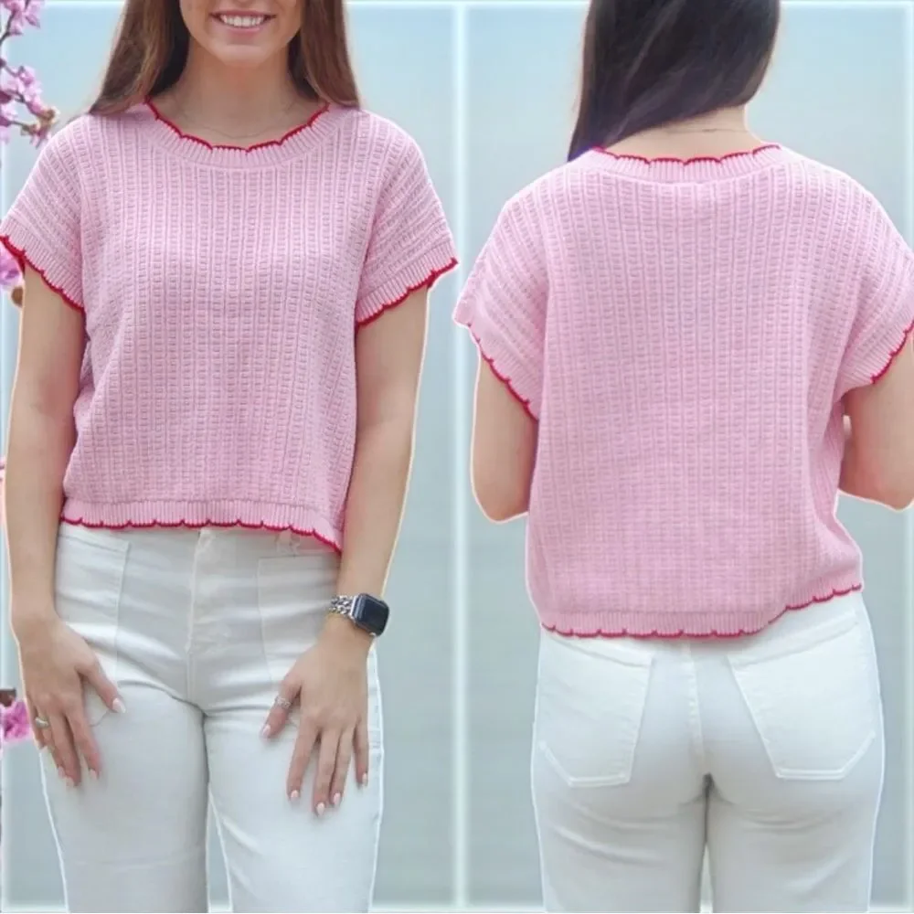 Pink Red Textured Light Weight Sweater Dolman Top NWT | SO ME - Picture 6 of 15